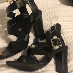 Strappy black heels